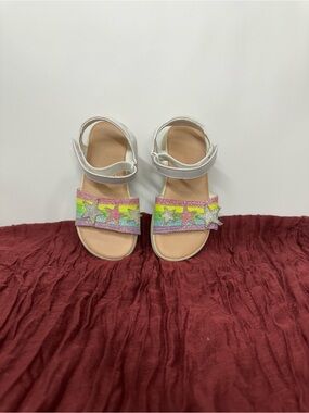 Wonder Nation Girls Rainbow Glitter Star Sandals White Ankle Strap Size 8